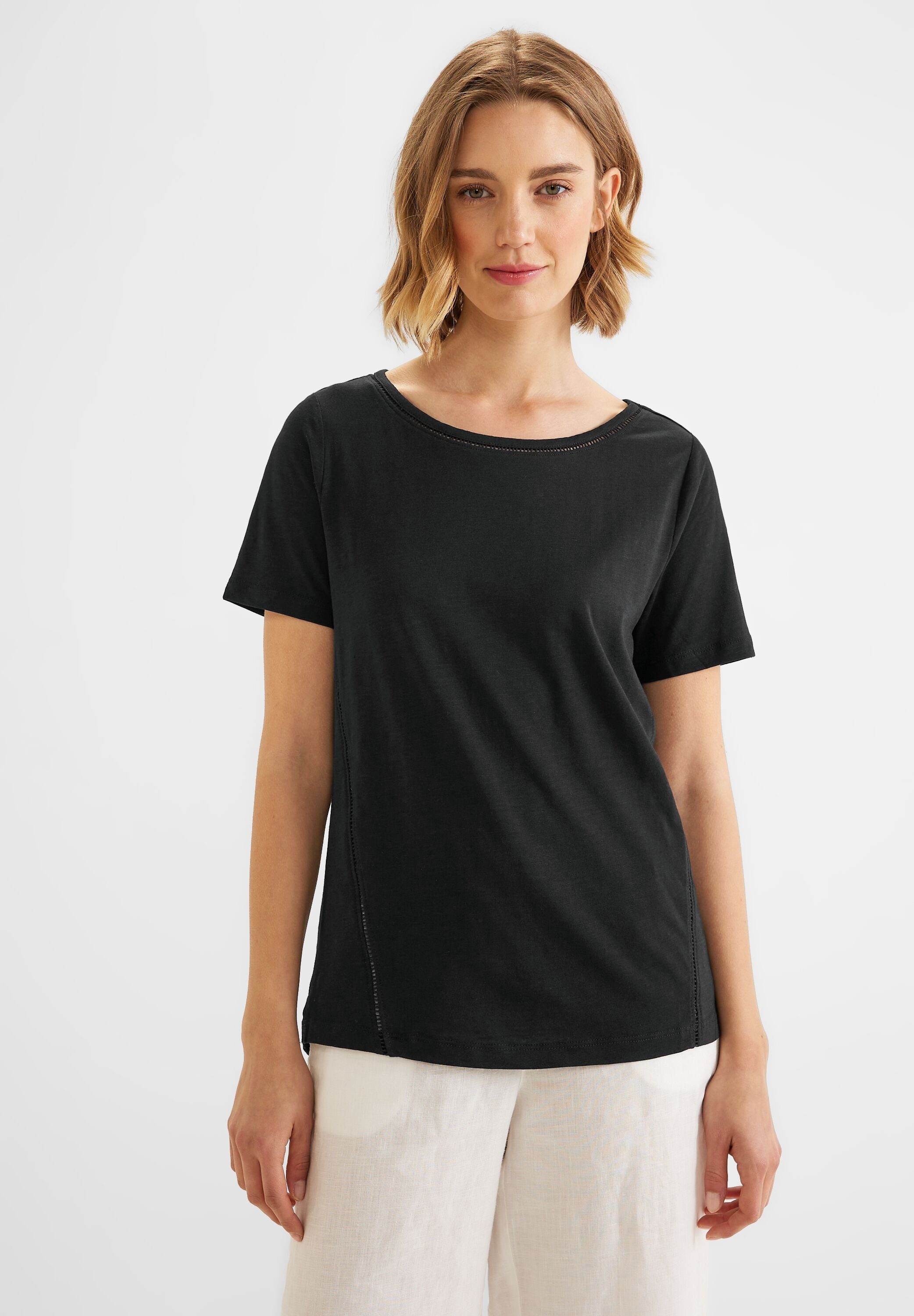 Black STREET Unifarbe T-Shirt ONE in