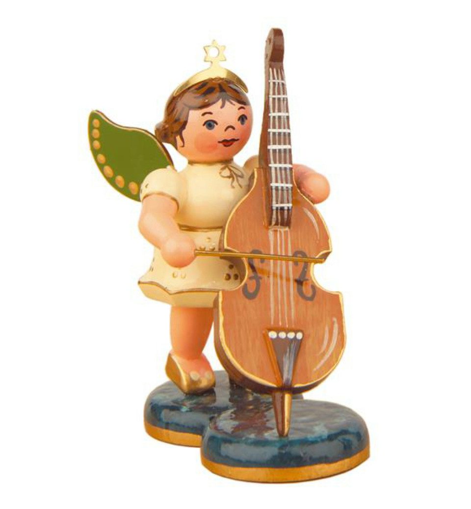 Hubrig Volkskunst Zschorlau Erzgebirge Engelfigur Hubrig Engel mit Kontrabass