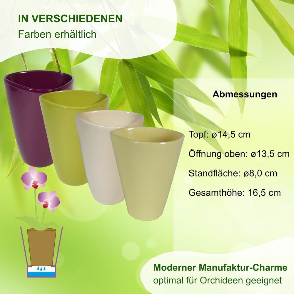 cm 406 Wohnambiente Paloni ø14 hochwertiges dreieck, - perlweiss, Heimwerkercenter Pia Orchideenvase Übertopf Serie