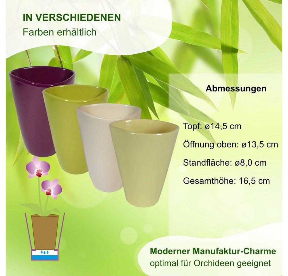 Thumbnail - Heimwerkercenter Übertopf Pia Paloni - Orchideenvase Serie 406 ø14 cm dreieck, perlweiss