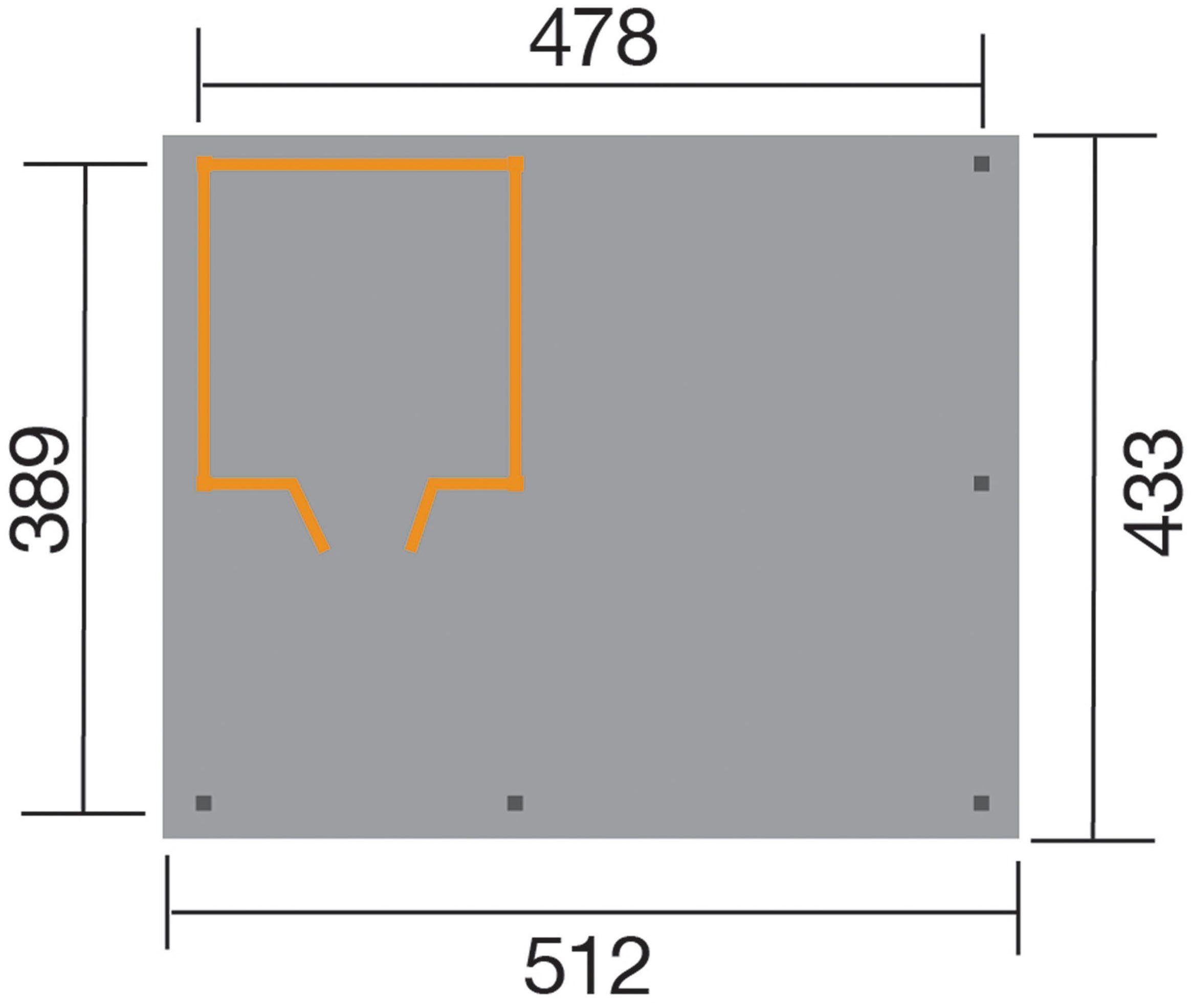 215 cm, Einfahrtshöhe, inkl. Einzelcarport Gr.1, BxT: Geräteraum 512x433 weka 607 cm