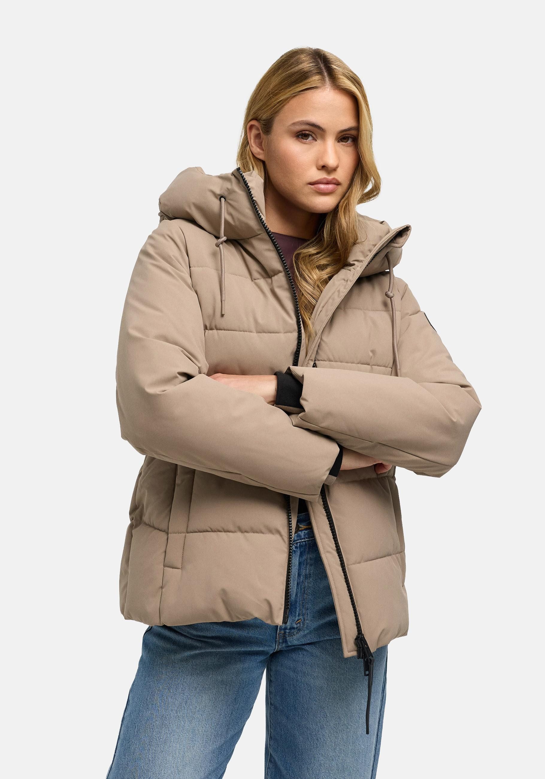 Navahoo Steppjacke Wattewunder XIV Damen Winterjacke mit Taillengürtel