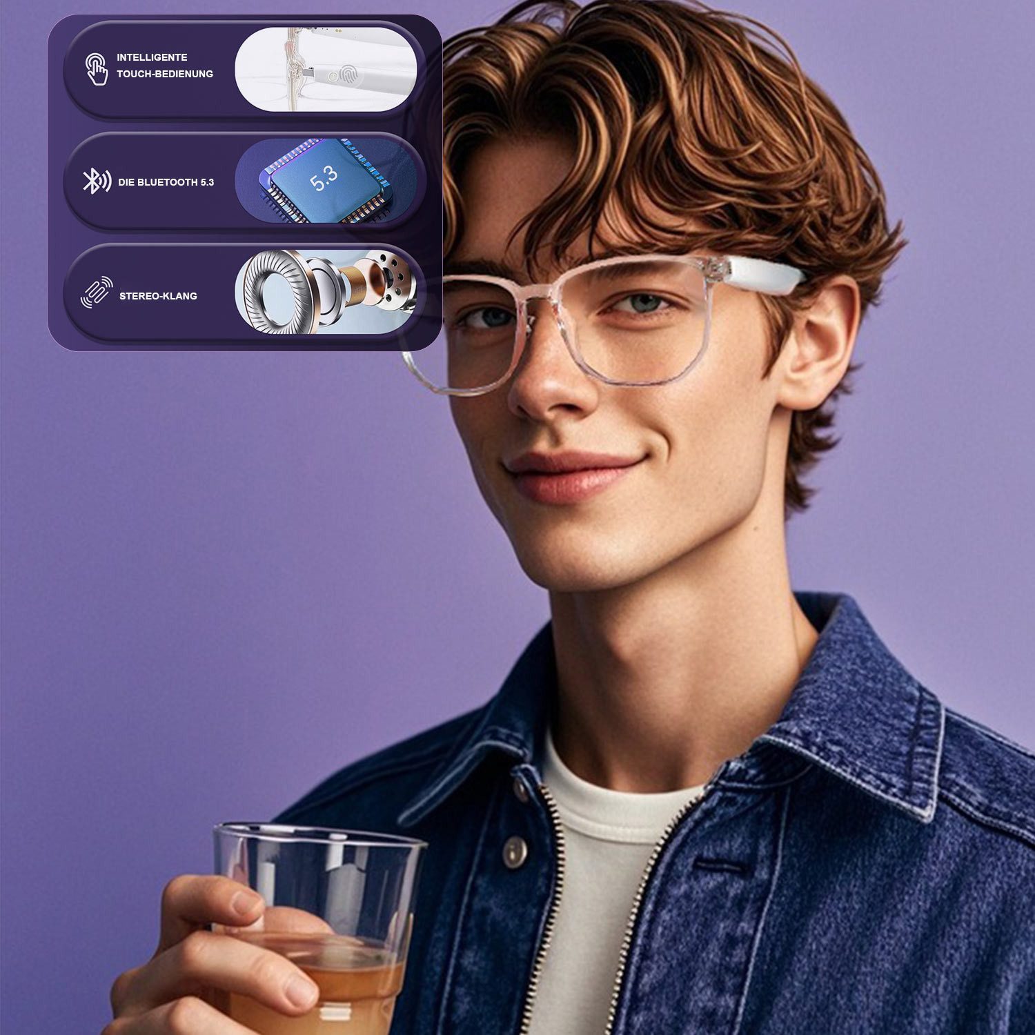 Refttenw Sonnenbrille Polarisierte Sonnenbrille mit Bluetooth-Lautsprecher,Smart Brille Anti-UV