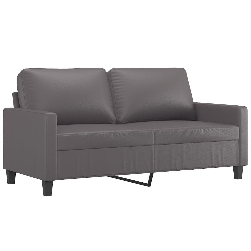 vidaXL Grau Kissen Sofagarnitur Sofa Kunstleder 2-tlg. mit