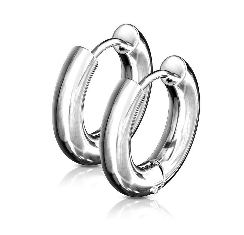 BUNGSA Creolen-Set Creolen Klappverschluss 25mm aus Edelstahl Unisex silber (1 Paar (2 Stück), 2-tlg), Ohrschmuck Ohrringe