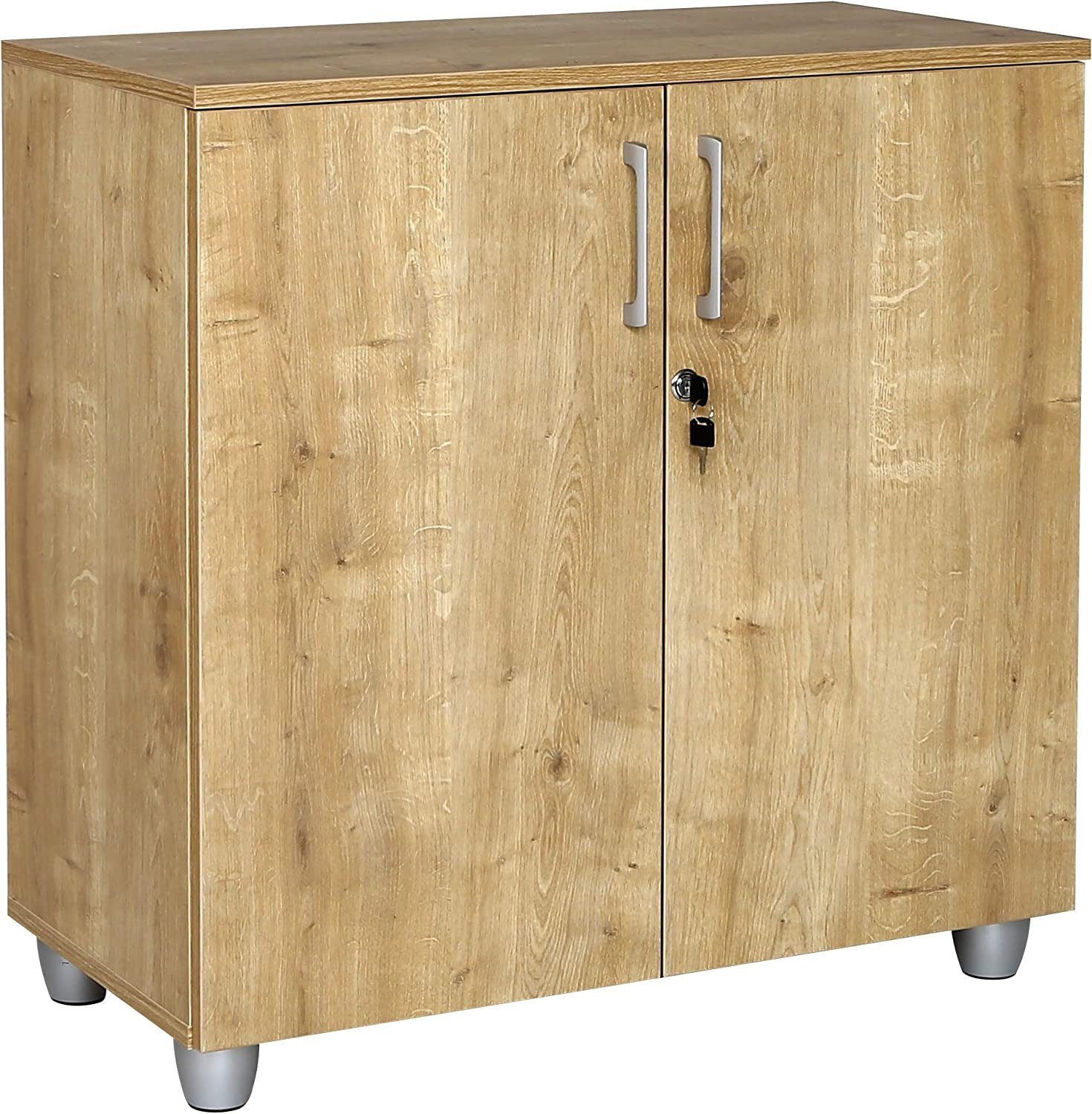 Furni24 Aktenschrank Aktenschrank, 80 cm x 40 cm x 80 cm, Saphir Eiche Dekor