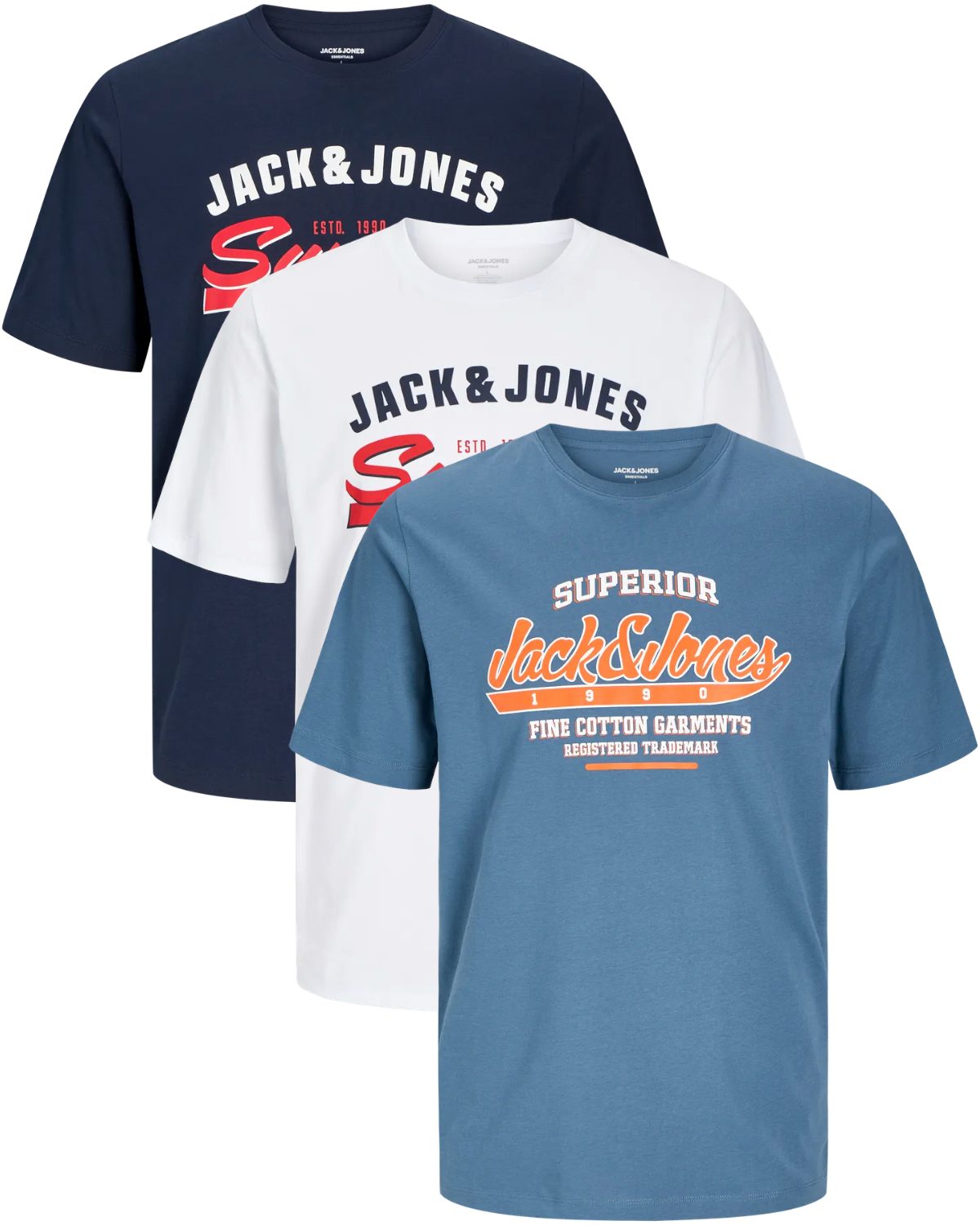 Jack & Jones T-Shirt Stilvolles Slim-Fit oder Regular Shirt mit Printdruck (3er-Pack) Printdruck