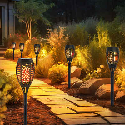 Globo LED Außen-Stehlampe, LED-Leuchtmittel fest verbaut, Warmweiß, Solarlampen für Außen Gartendeko Fackeln Gartenfackel, LED