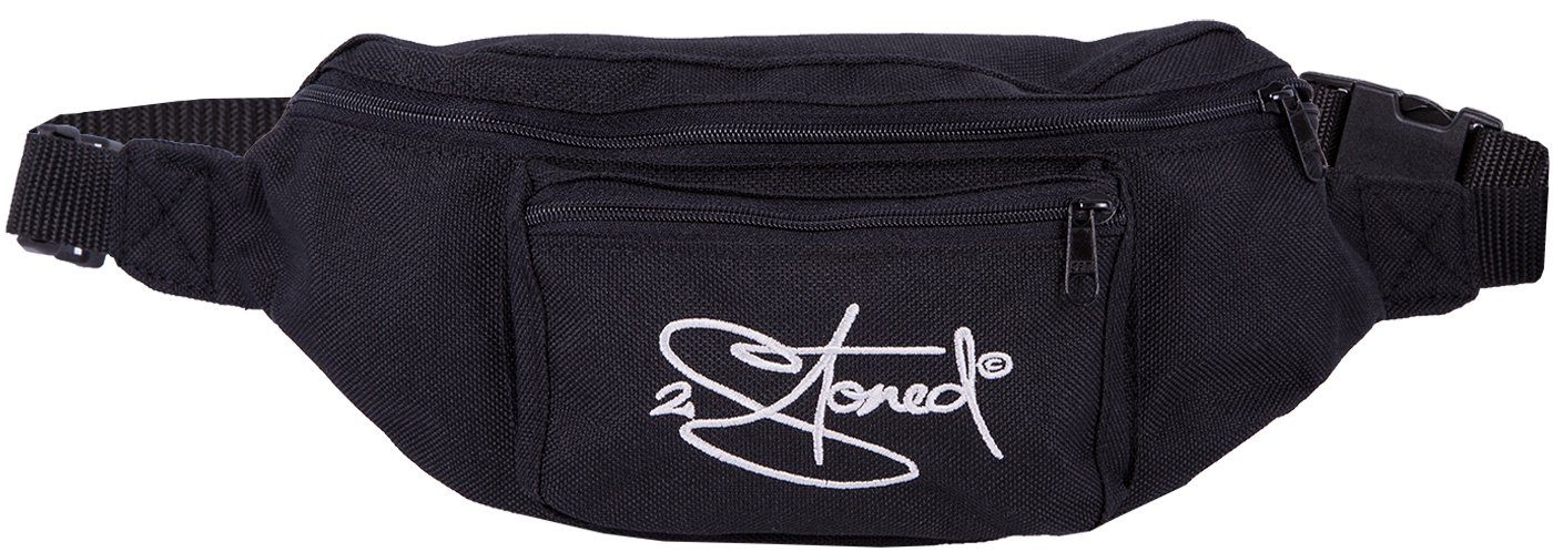 2Stoned Bauchtasche Hüfttasche Retro mit Stick Classic Logo für Erwachsene und Kinder, mit abgesetzter Fronttasche Schwarz