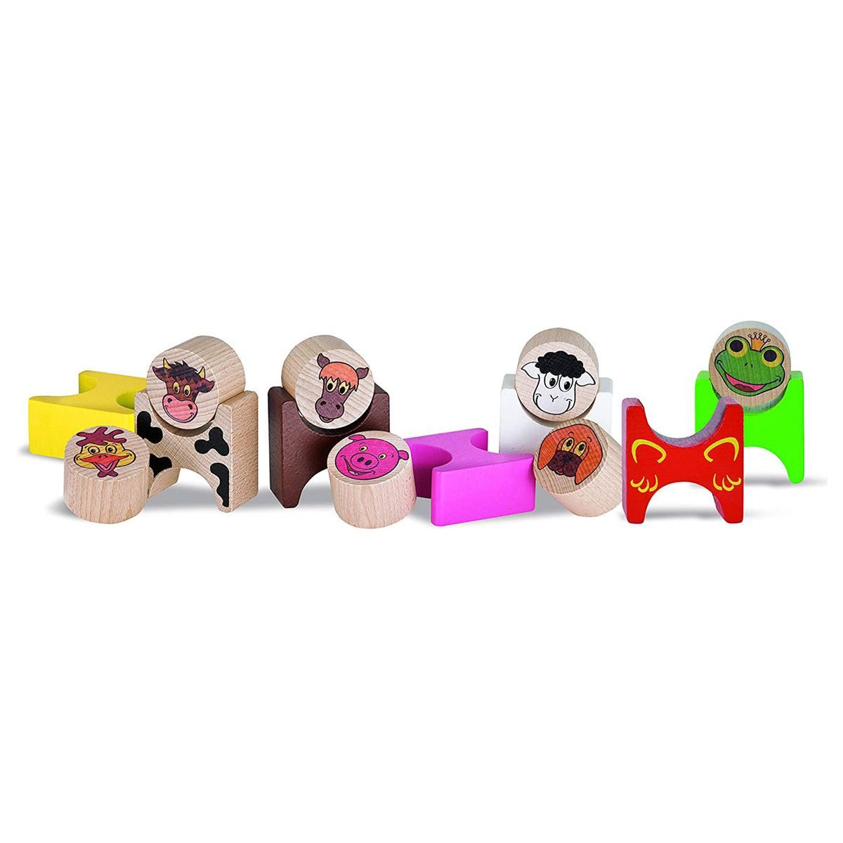 SIMBA Simba 100072315 - Eichhorn - Holz-Stapeltiere, 14 Teile, Bauernhof Spielbausteine