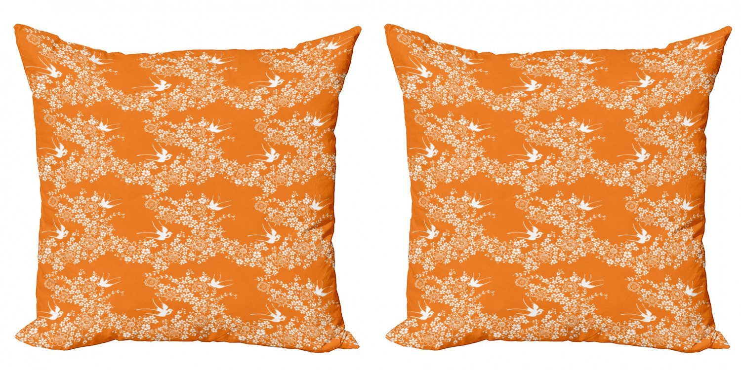 Kissenbezüge Modern Accent Doppelseitiger Digitaldruck, Abakuhaus (2 Stück), Orange Blühende Frühlings