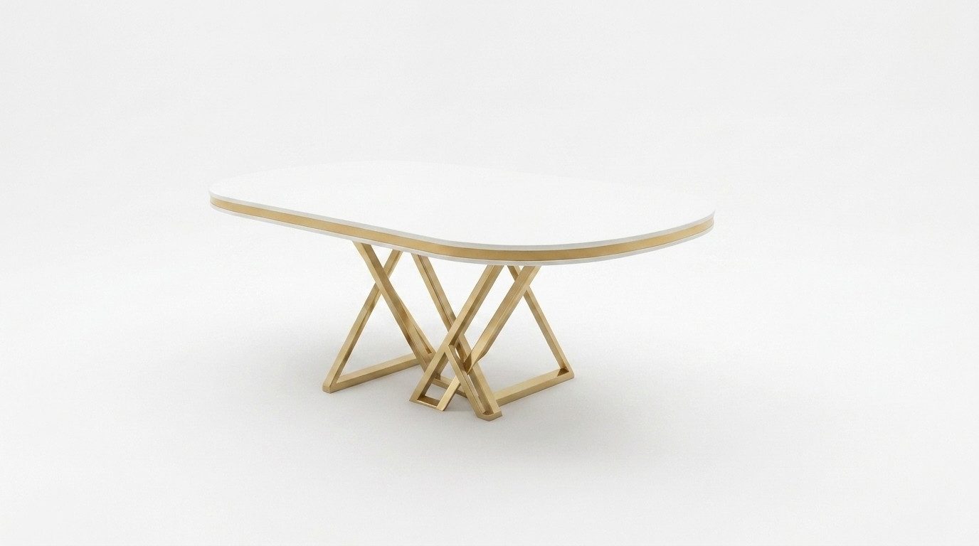 JVmoebel Säulen-Esstisch Esstisch Stil modern weiß bequem praktisch Esszimmer oval (1-St., 1-tlg)