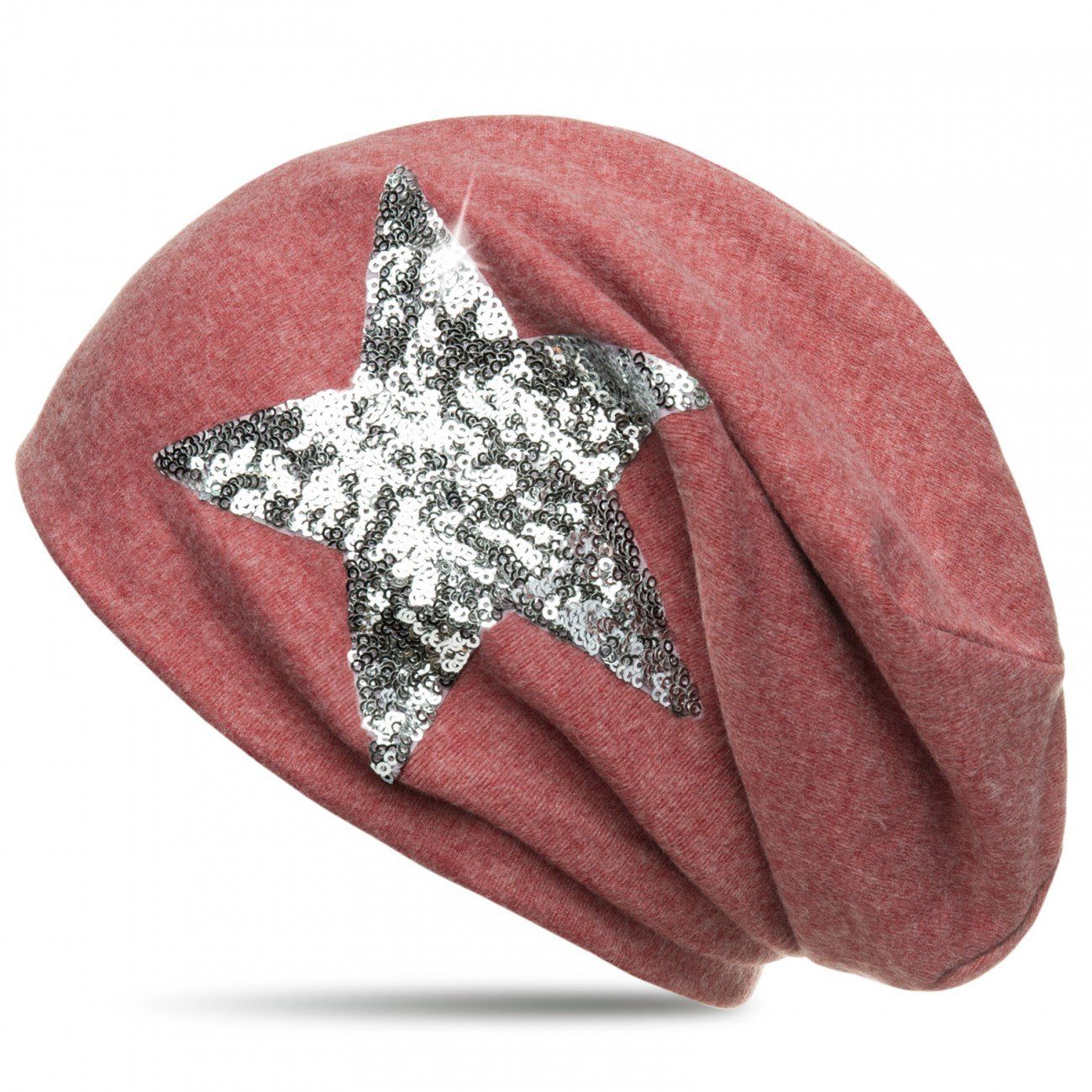 Caspar Beanie MU136 Mütze mit Pailletten Stern und warmem Flanell Stoff
