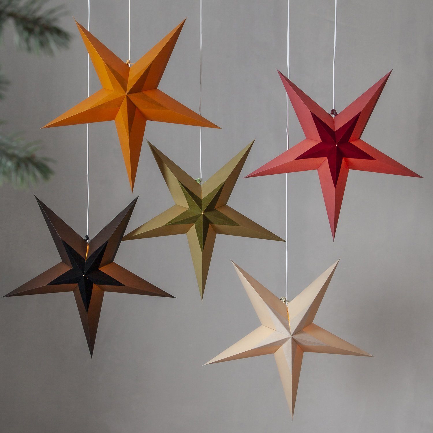 STAR TRADING Weihnachtsstern Papierstern Diva 5-zackig LED Samtstern 60cm D: Stern hängend