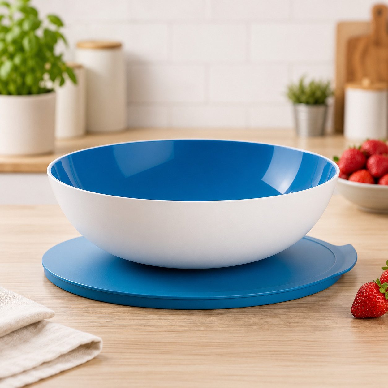 TUPPERWARE Servierschale Tupperware Allegra 3,5 L hellblau weiß