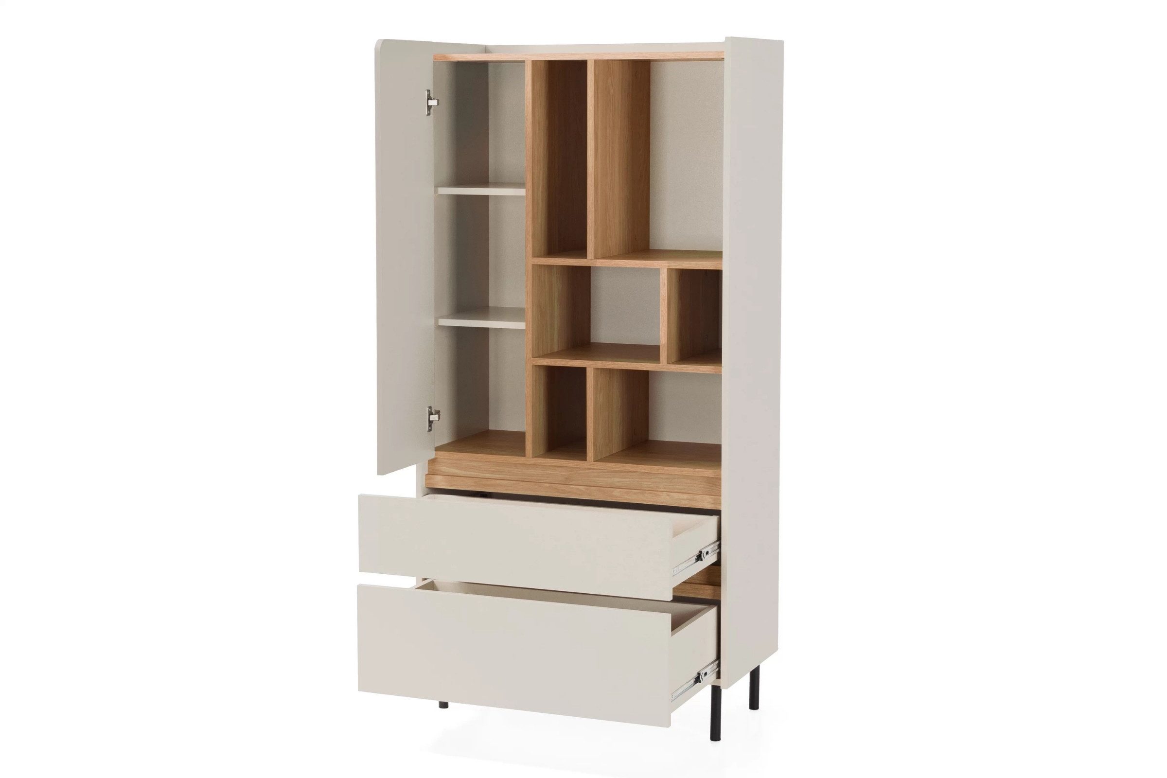 Deine Möbel 24 Hochkommode LIBU 06 Kommode Sideboard (Set, 2 St., Kinderzimmer Jugendzimmer Schlafzimmer), LIBU-Kollektion Beige Eukalyptus Eiche