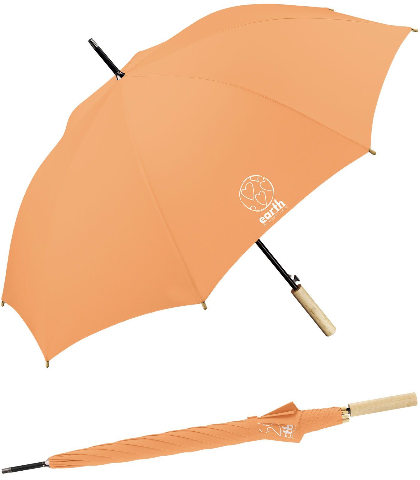 tun Umwelt geschützt für die - Earth Schirm Auf-Automatik, nachhaltiger HAPPY mit etwas RAIN gut Langregenschirm orange