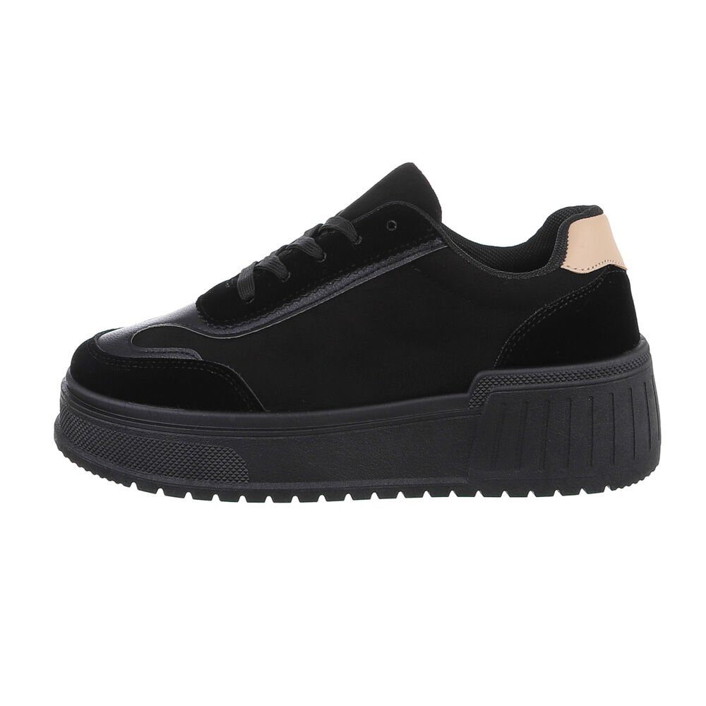 Ital-Design Damen Low-Top Freizeit Sneaker (84556827) Flach Sneakers Low in Schwarz