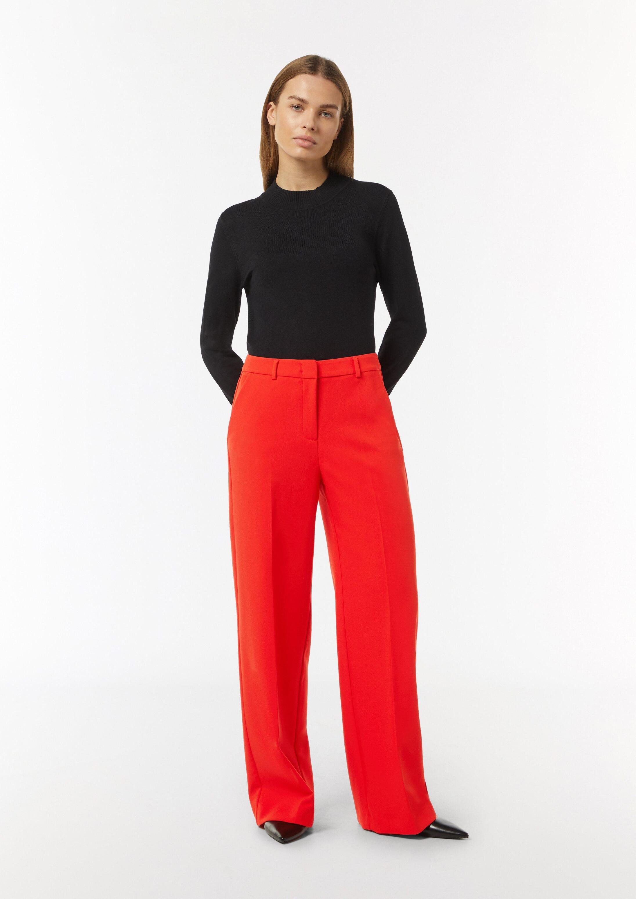 comma Chinos Hose Wide Leg Hose mit Bügelfalte und Eingrifftaschen