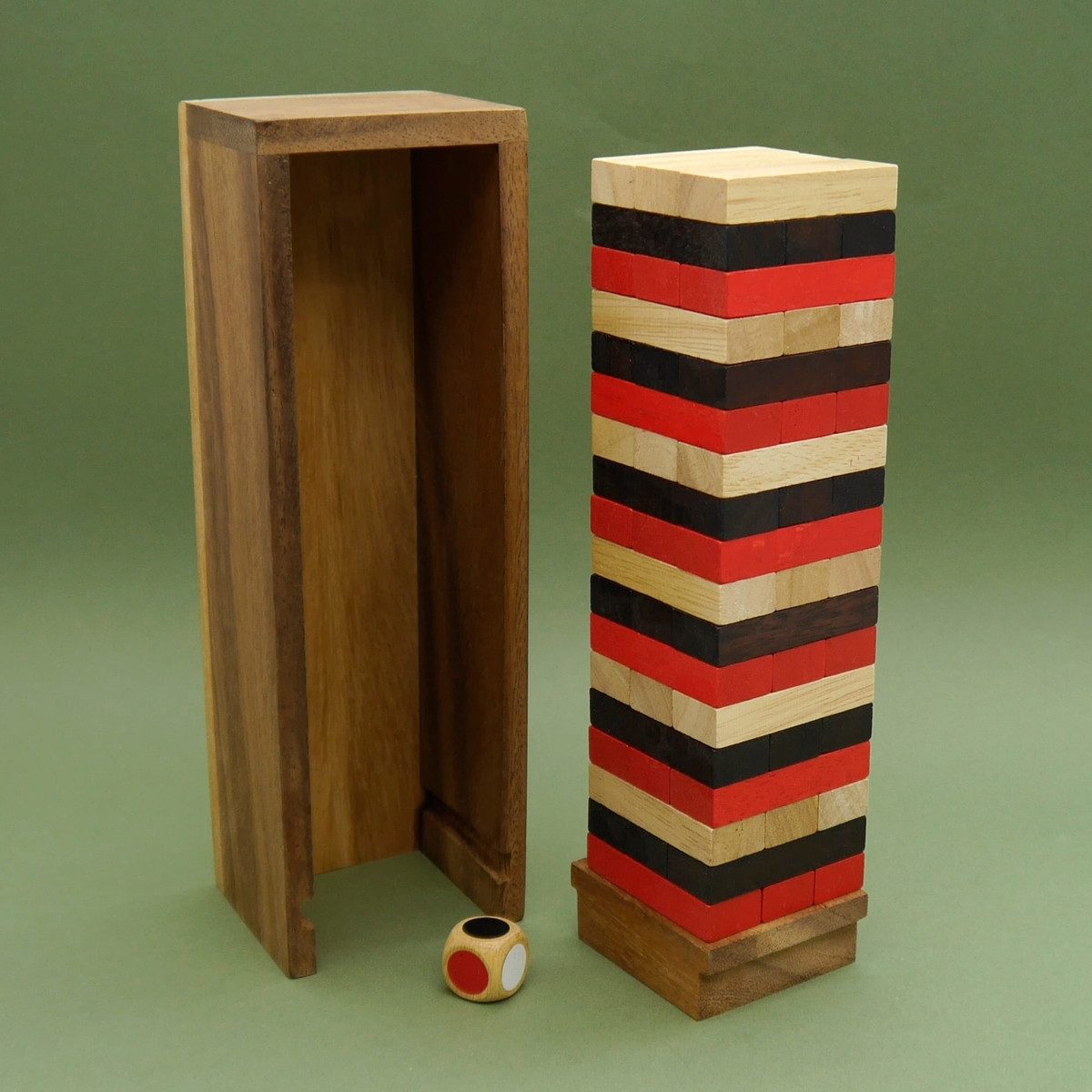 ROMBOL Denkspiele Spiel WACKELTURM - tolles Stapelspiel, Geschicklichkeitsspiel, Holzspiel
