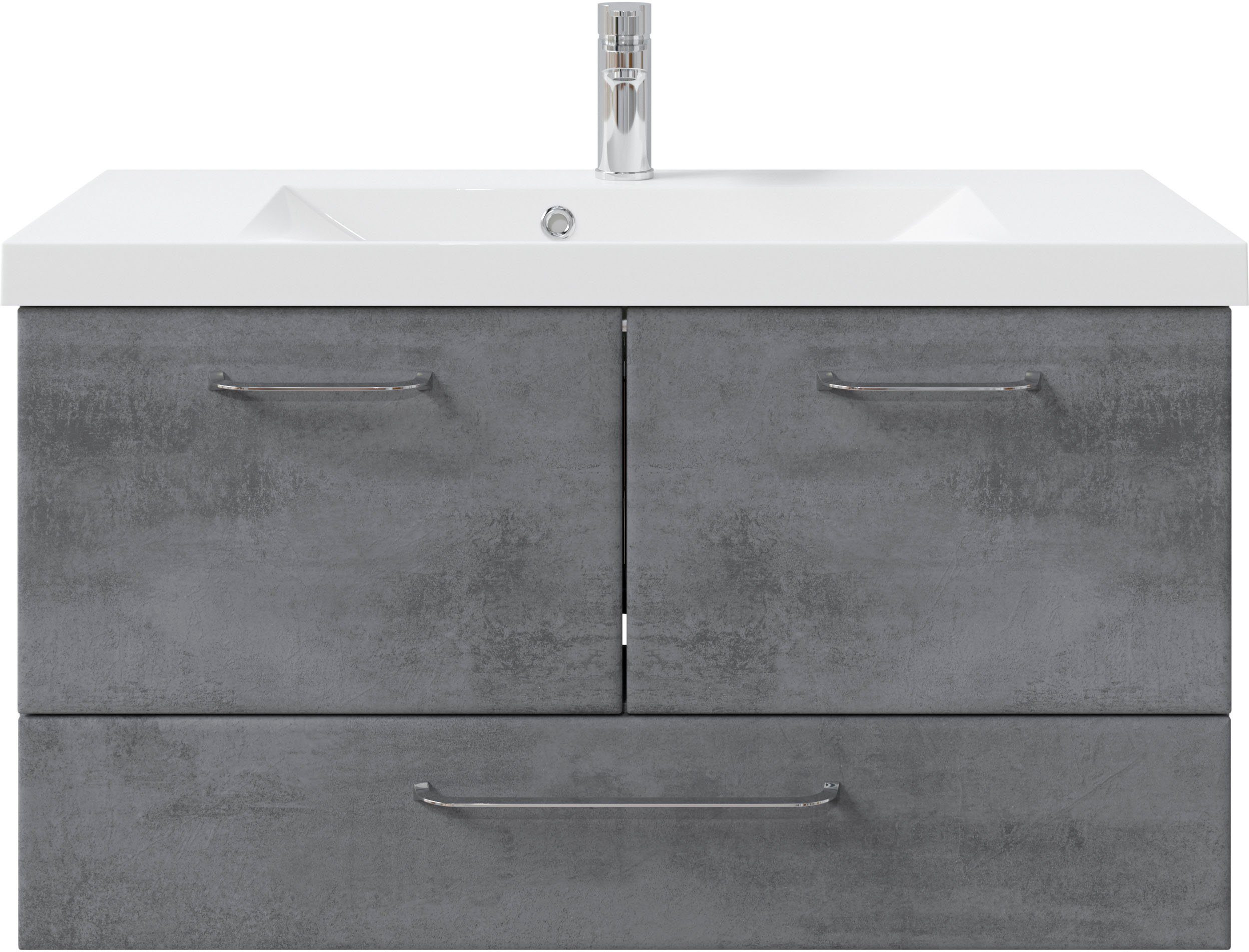 Badmöbel-Set Quickset 945 Mineralmarmor-Waschtisch mit Unterschrank, 99 cm breit