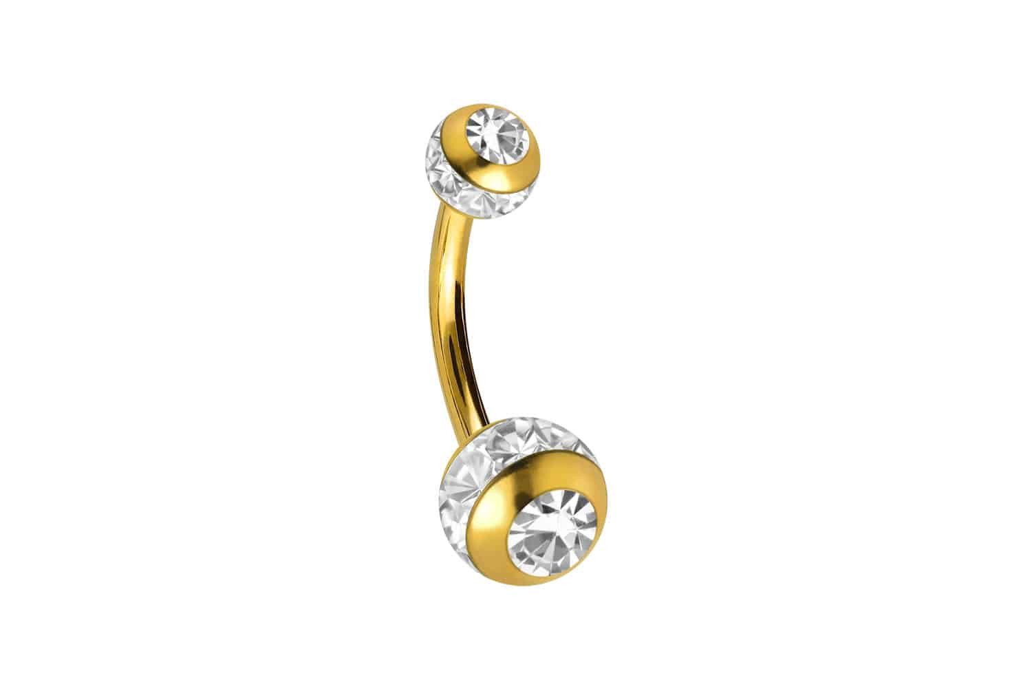 Bauchnabelpiercing Chirurgenstahl Mini Bananabell EPOXY-RING-KUGELN + KRISTALLE