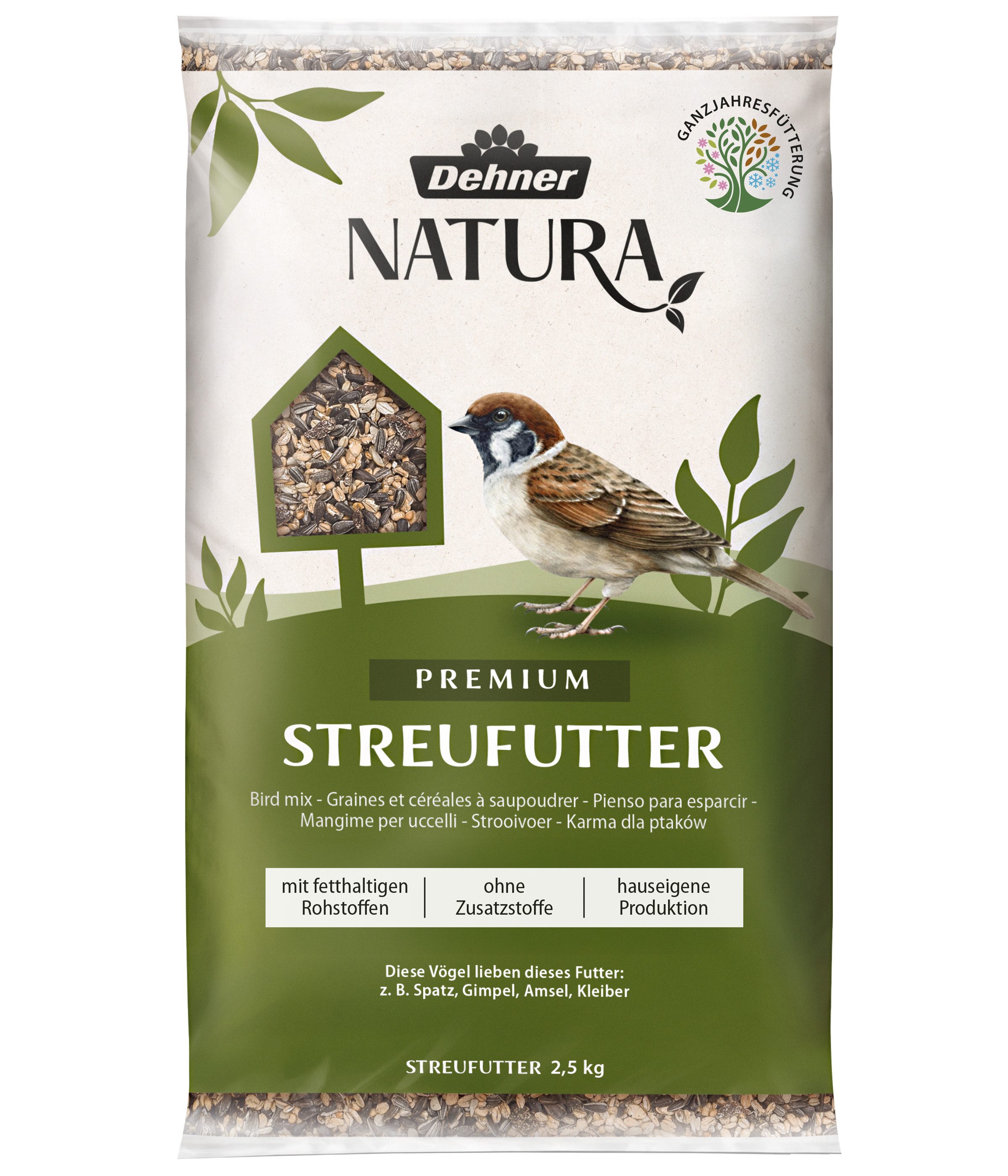 Dehner Natura Premium Wildvogel Streufutter, versch. Größen, Hauptfutter für: Gartenvögel, Wildvogel, für verschiedenen Vogelarten wie Amsel, Spatz