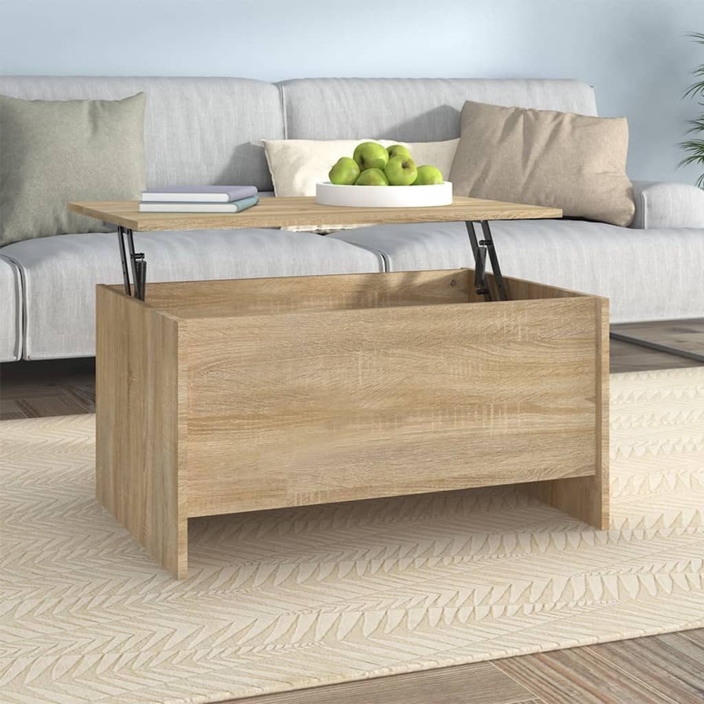 furnicato Couchtisch Sonoma-Eiche 80x55,5x41,5 cm Holzwerkstoff (1-St), Höhenverstellbarer Wohnzimmertisch mit Stauraum für das Wohnzimmer