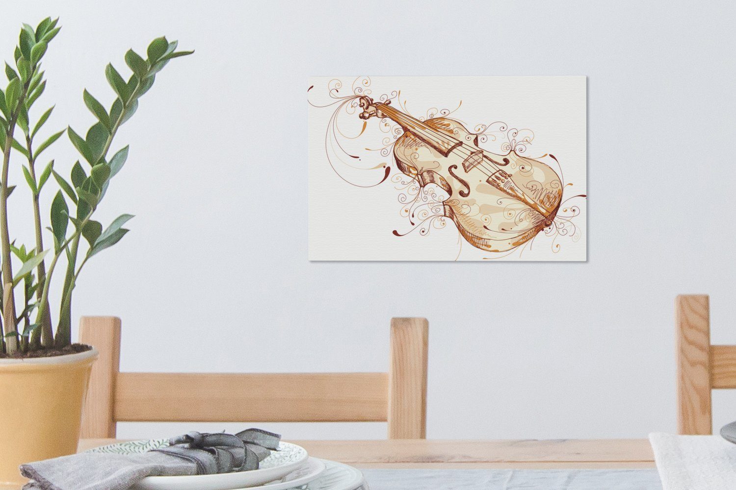 Wanddeko, Leinwandbilder, cm Illustration Aufhängefertig, Leinwandbild gezeichneten OneMillionCanvasses® St), einer Geige, (1 Wandbild 30x20