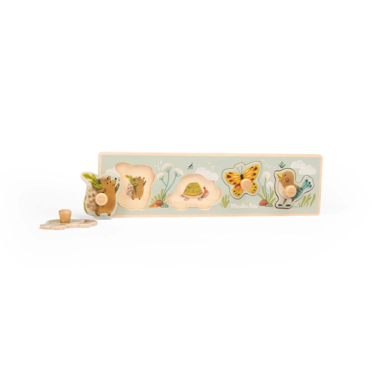 Moulin Roty Puzzle Trois Lapins Steckpuzzle Tiere für Kinder mit Motiv Tiere mit Lernwert, Puzzleteile, Steckpuzzle