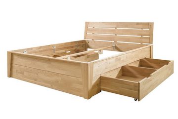 Main Möbel Massivholzbett Bett mit Schubkästen 180x200cm 'Danica' Wildeiche massiv