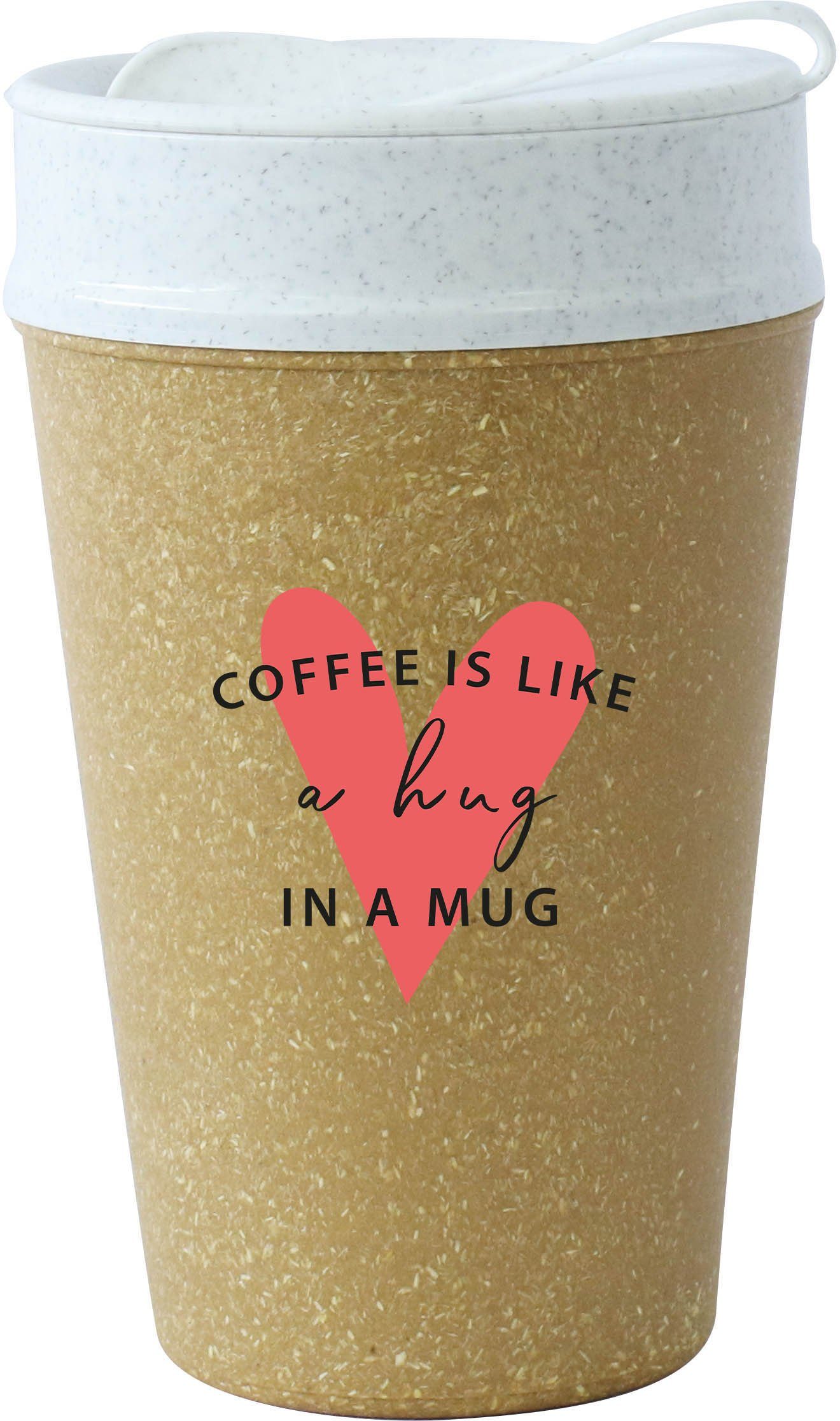 KOZIOL Coffee-to-go-Becher ISO TO GO LIKE A HUG IN A MUG, Holz, Kunststoff, 100% biobasiertes Material,doppelwandig,melaminfrei,recycelbar,400ml | Thermobecher