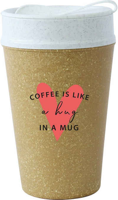KOZIOL Coffee-to-go-Becher »ISO TO GO LIKE A HUG IN A MUG«, Kunststoff, Holz, 100% biobasiertes Material, doppelwandig, Made in Germany, melaminfrei, 100% recycelbar, 400 ml