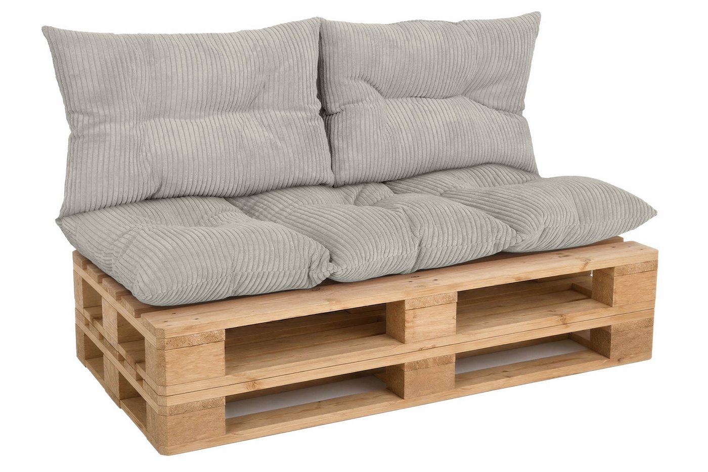 Amilian Palettenkissen Set 3-teilig Palettenauflagen für Europaletten, Balkon, Terrasse, Sitzkissen 120x60 cm + 2x Kissen 40x60 cm