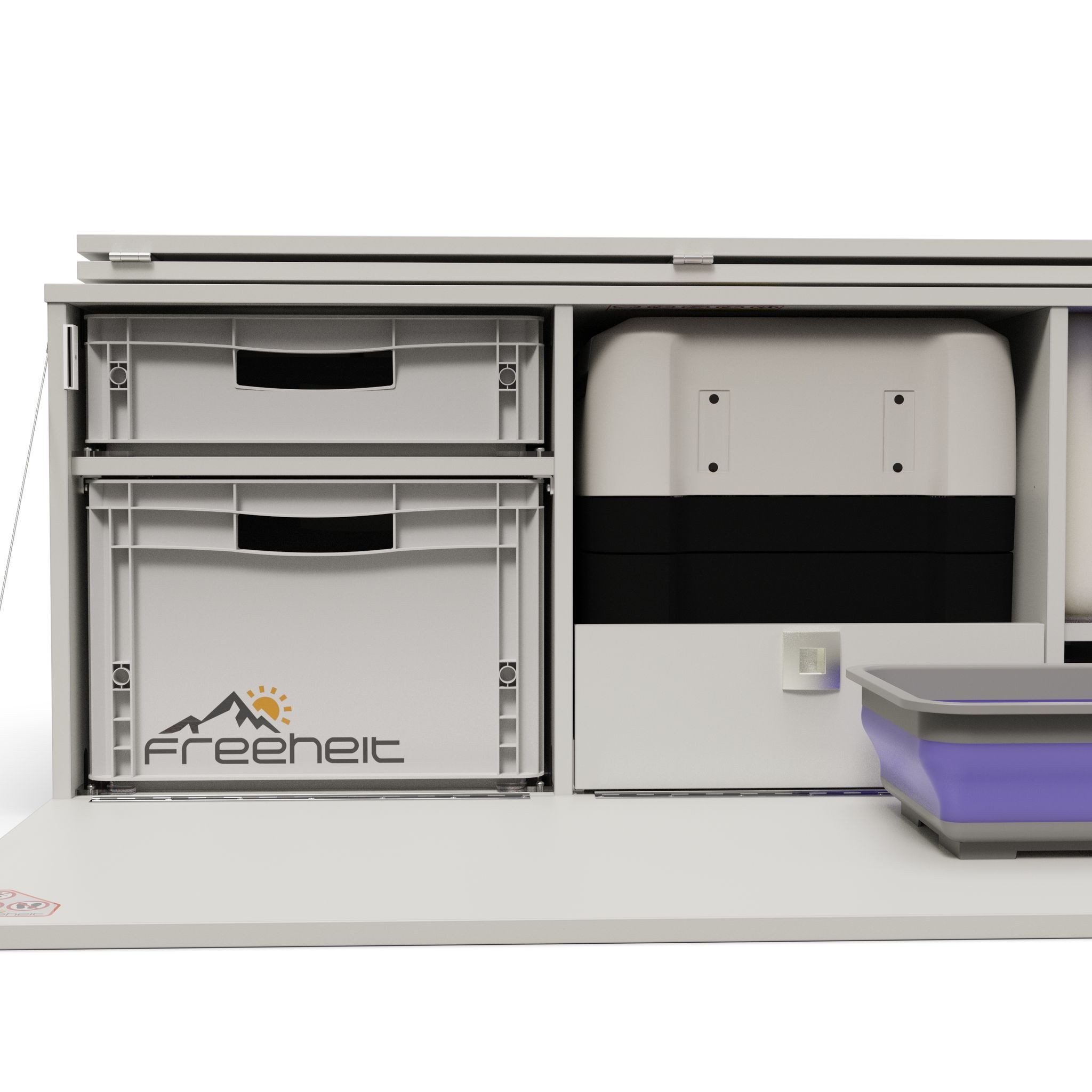 freeheit Schrankmodule (Minivan Campingmodul Schlafsystem mit Kompressorkühlbox Dometic CFF35) Van Hochdachkombi Mikrocamper Küchenblock Freeheit Flexicamp 1008
