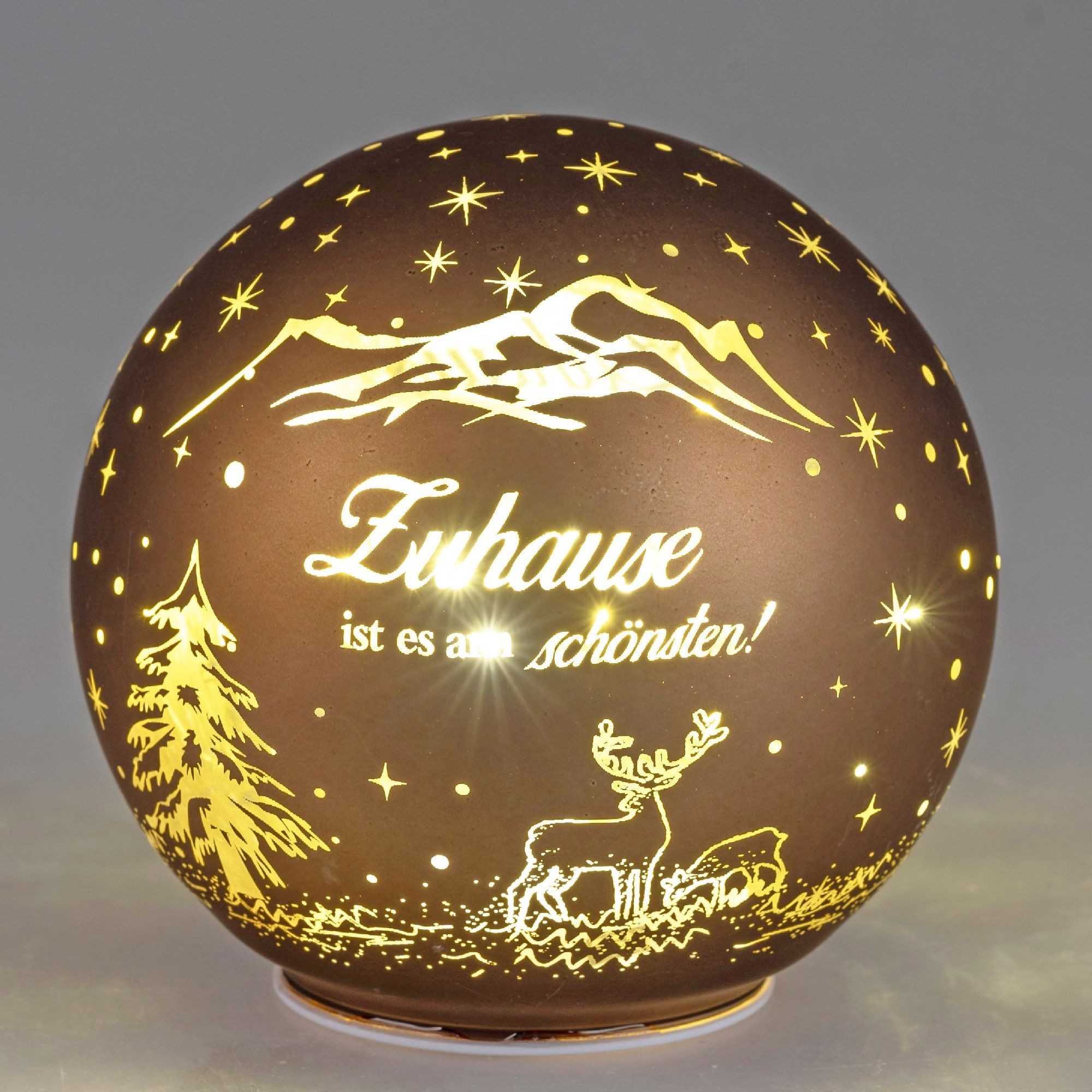 formano Dekokugel Zuhause, Mit Timerfunktion, Braun, Motiv: Spruch