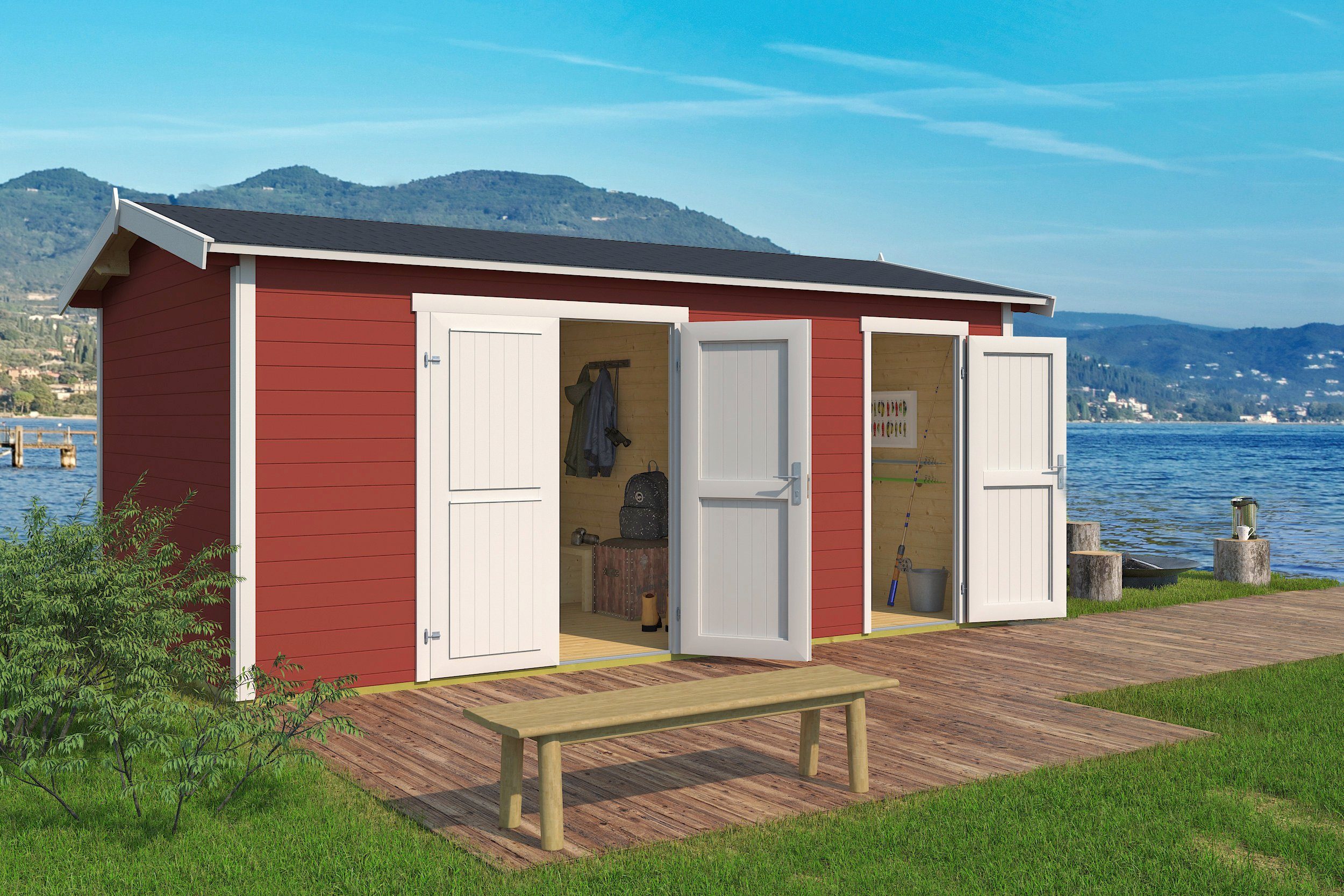 LASITA MAJA Gartenhaus Tuvalu XL, BxT: 540x331 cm, Blockbohlenhaus 28mm, 2-Raum