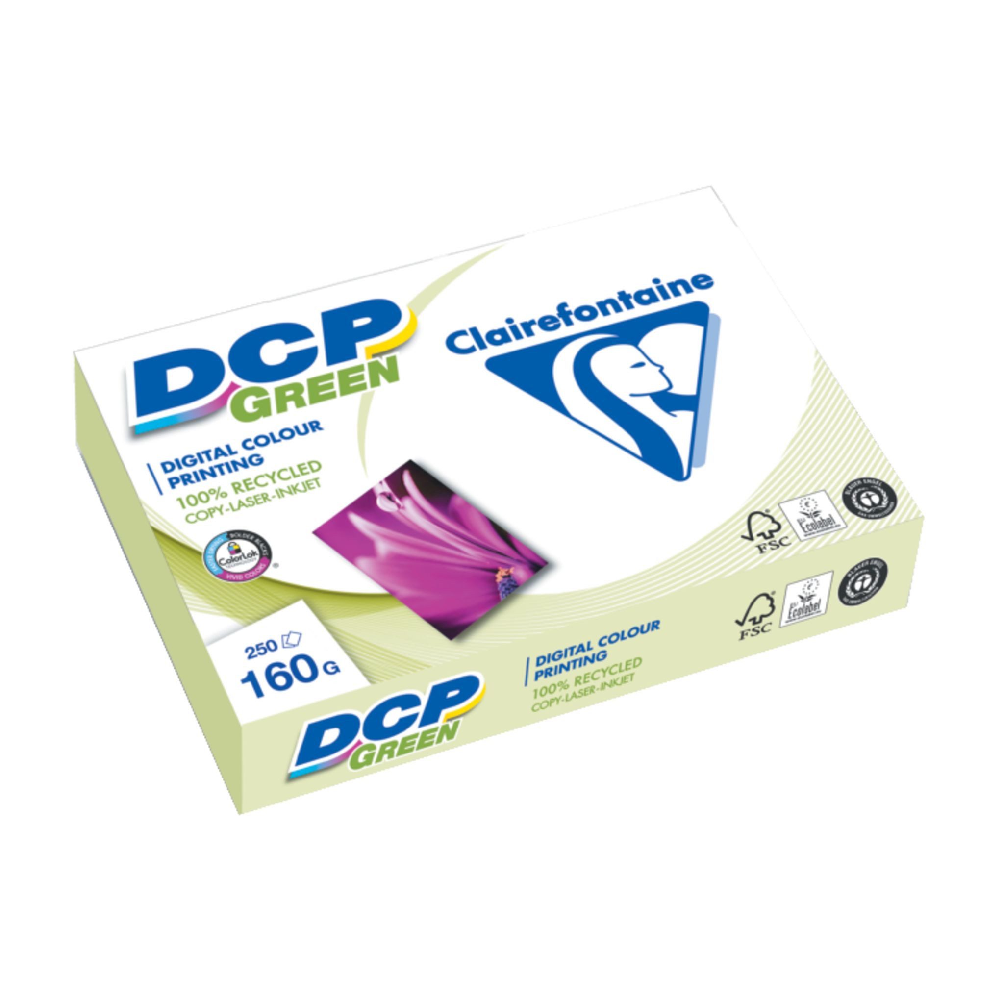 CLAIREFONTAINE Drucker- und Kopierpapier DCP green Kopierpapier, A4, weiß, 160g, 250 Blatt, Recycling