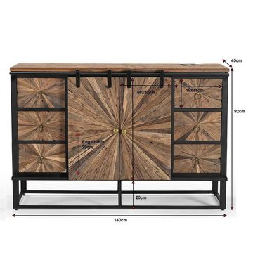 baario Sideboard Anrichte MERID Altholz, massiv recycelt Treibholz Industrial Design