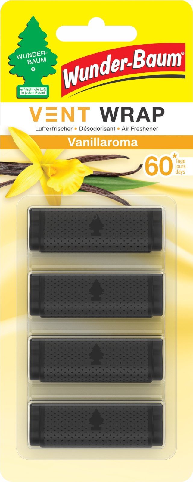 Wunder-Baum Duftstäbchen VENT WRAP Vanille Lüftungsgitter Duft Clips WUNDERBAUM 4er Set