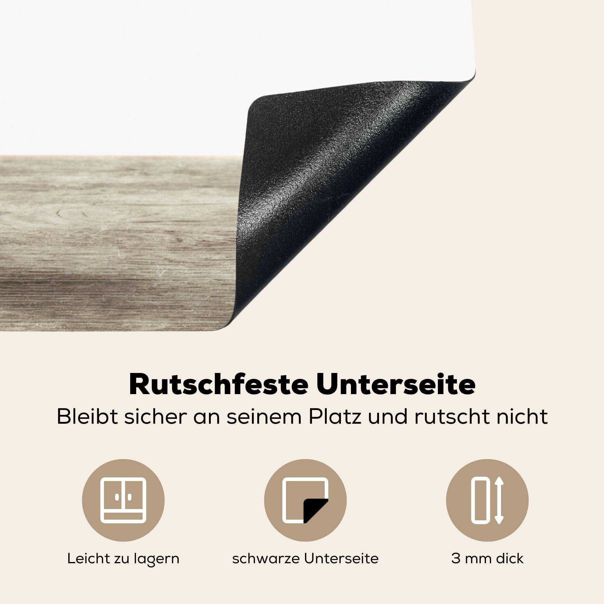 Weiß, Herdblende-/Abdeckplatte Vinyl, küche cm, - Arbeitsplatte tlg), für Ceranfeldabdeckung, MuchoWow (1 Tier 78x78 Giraffe -