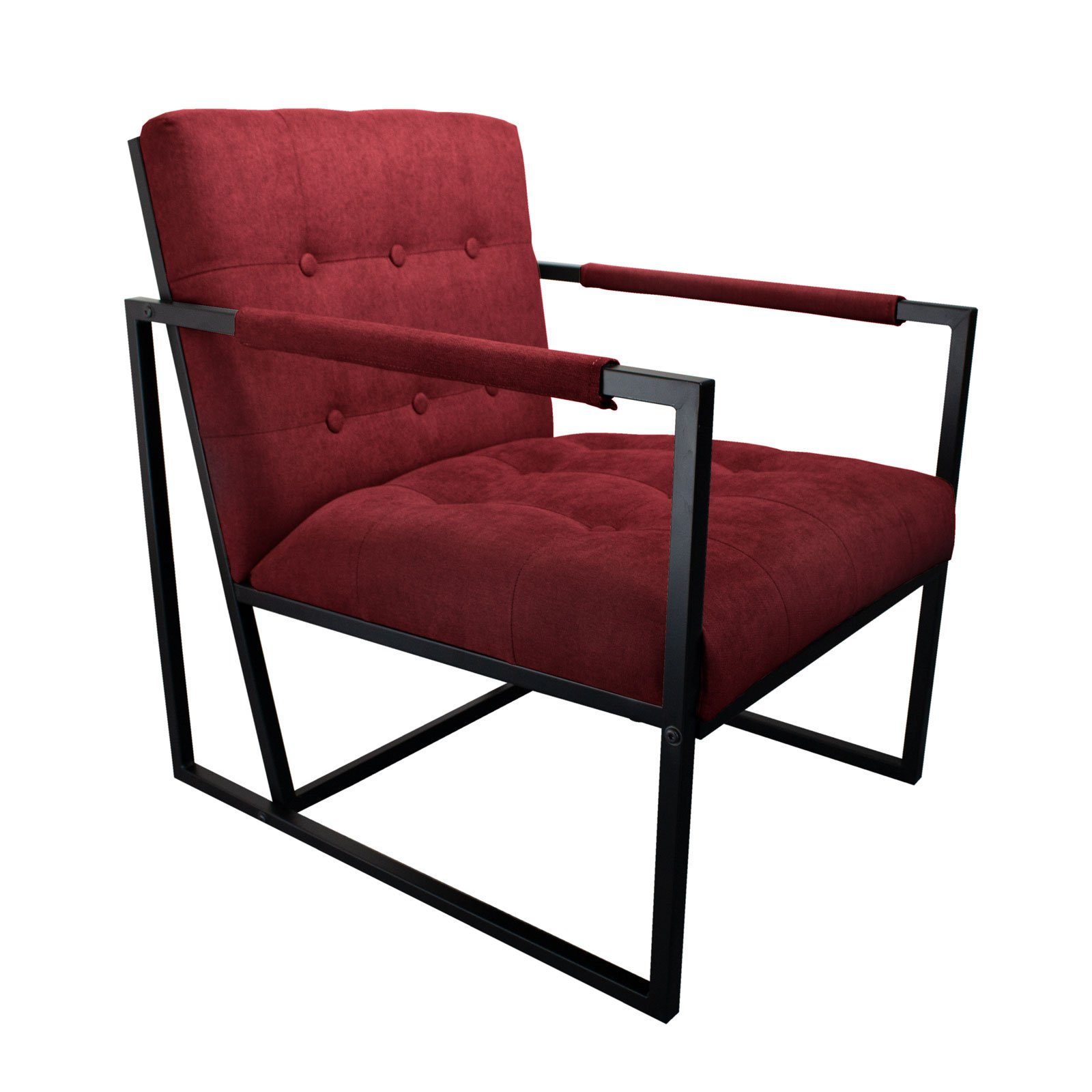 SVITA Cocktailsessel JONES (1-St), stilvoll, gepolsterte Sitz- & Rückenfläche, stabiler Metallrahmen, Stoff Rot | Rot