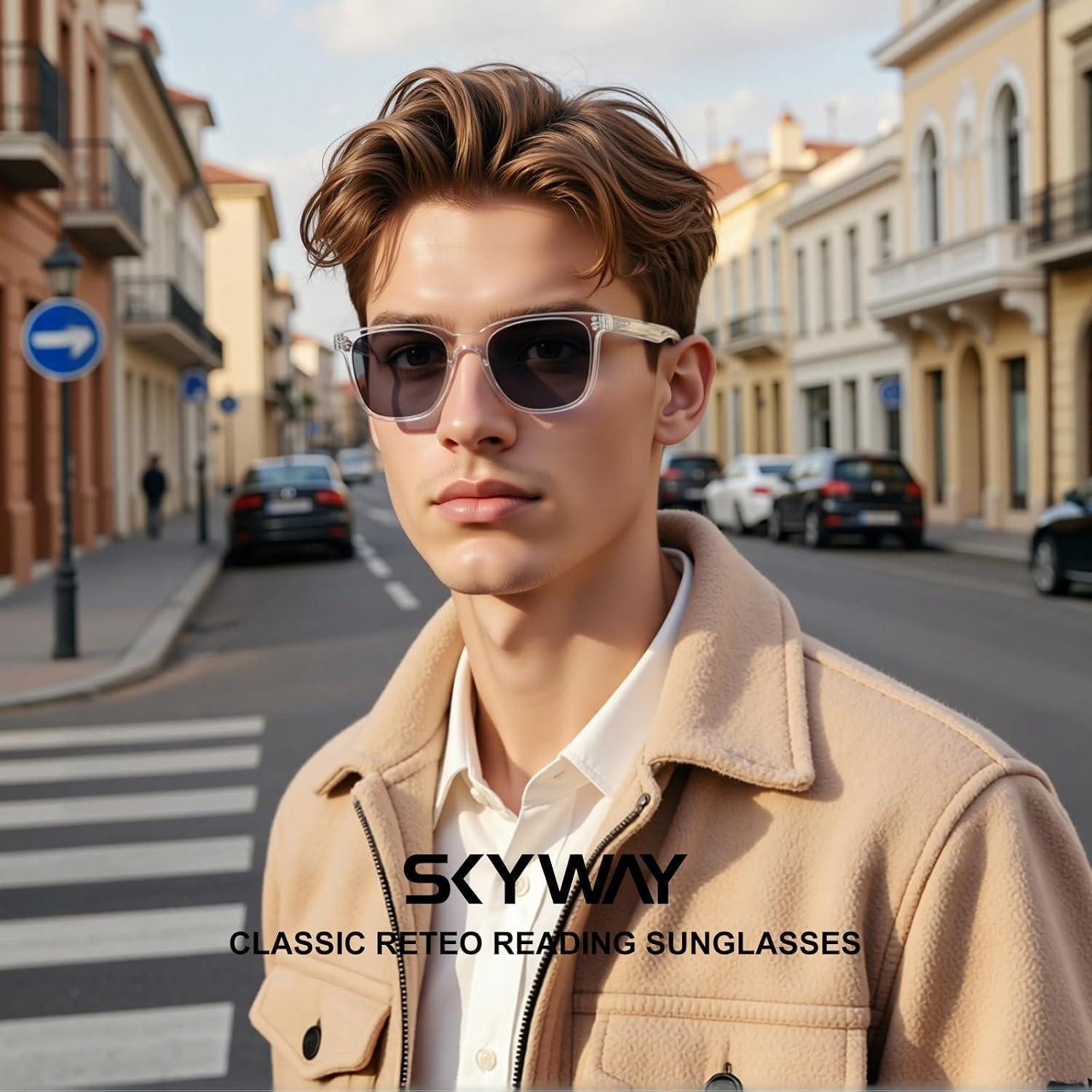 LuxusKollektion Retrosonnenbrille Lesesonnenbrille Herren Quadratisch UV400 Klar 2.5