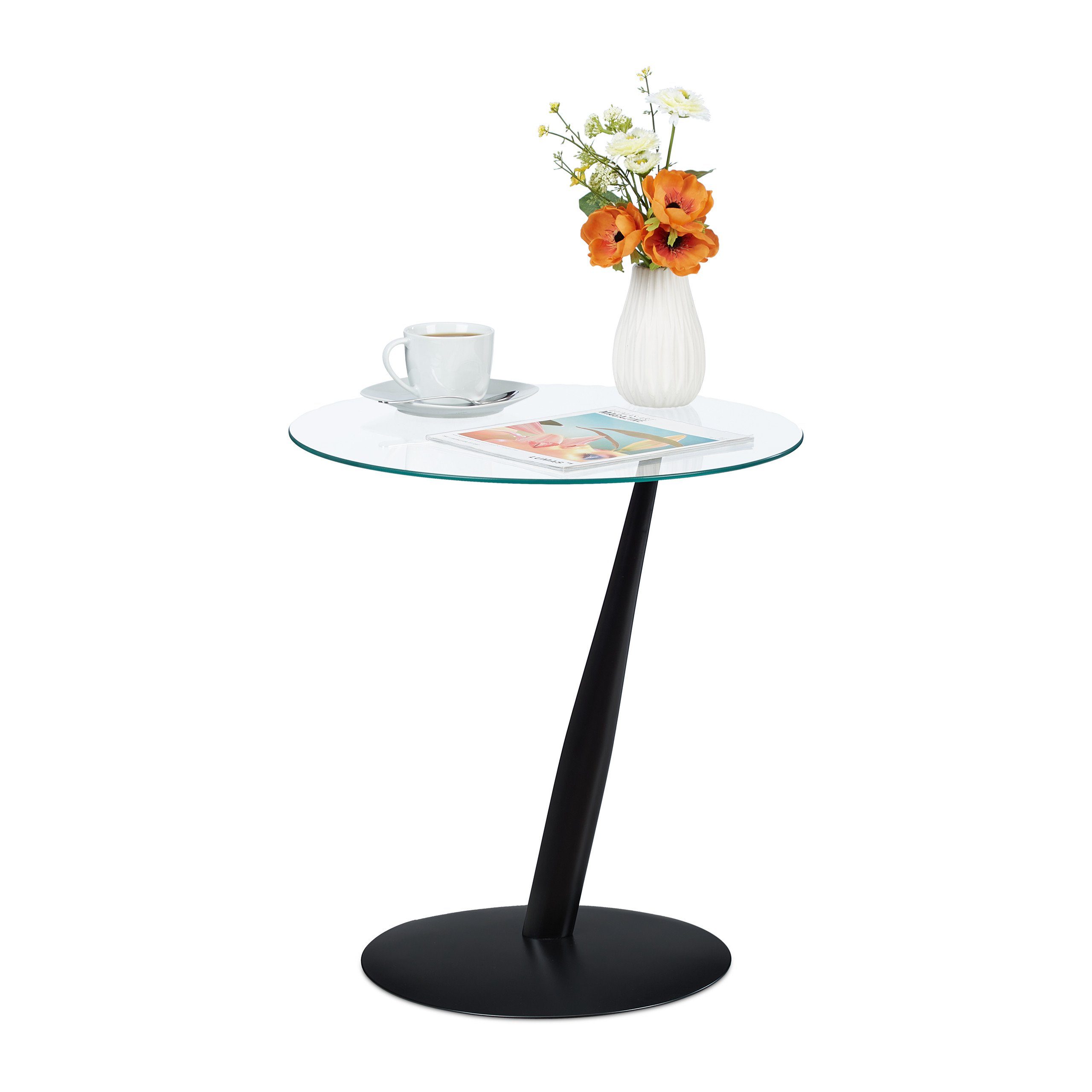 relaxdays Beistelltisch Schwarzer Beistelltisch aus Glas günstig online kaufen