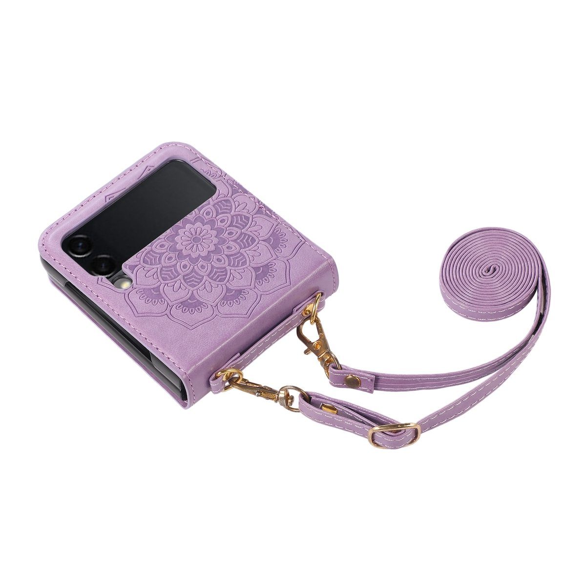 Wigento Handyhülle Für Samsung Galaxy Z Flip4 Handytasche aus Kunstleder Hülle Tasche