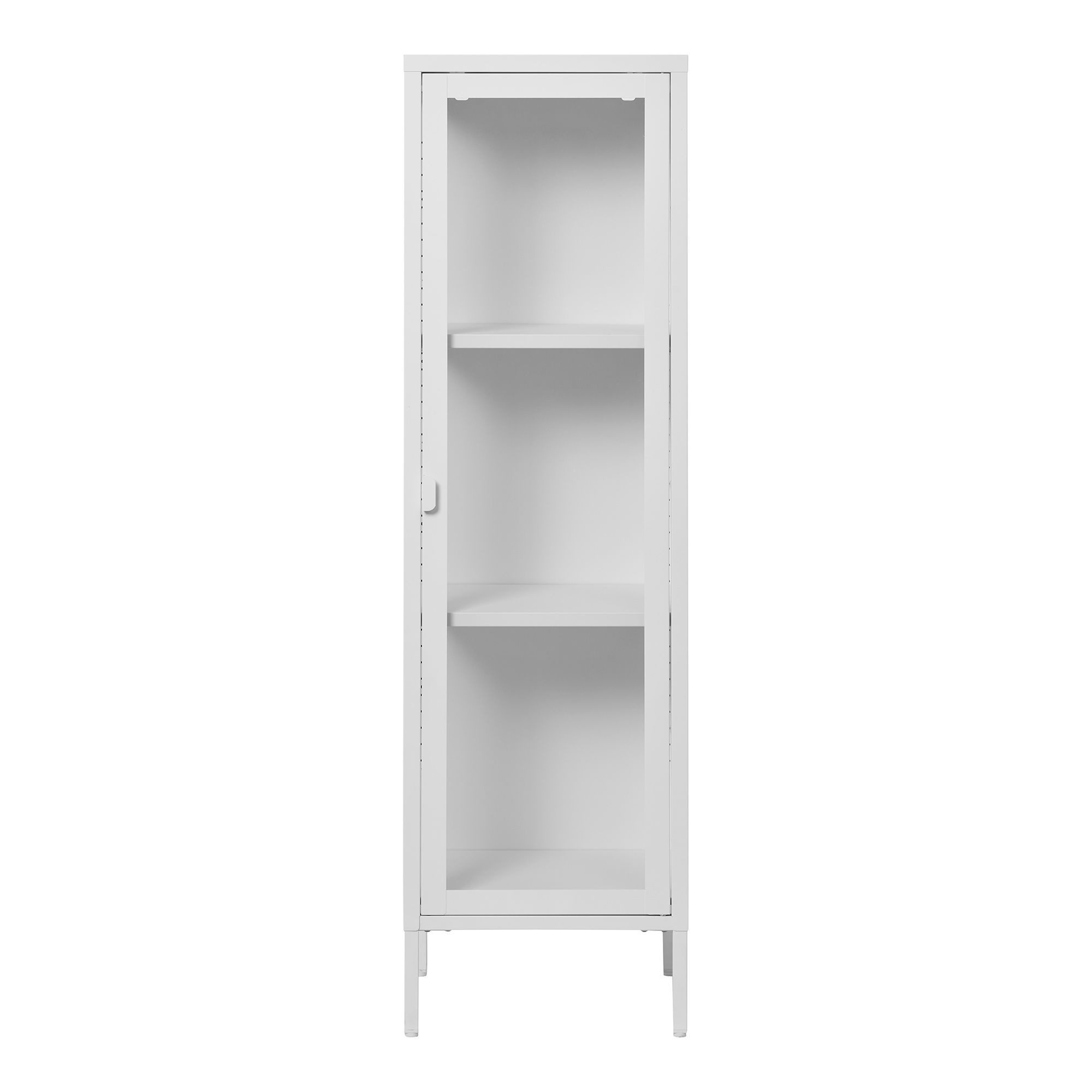 tinkaro Vitrine Vitrinenkabinett Brisbane schmal 40x35x140 cm Weiß (1-St) Stabiler Glasschrank mit Regalböden für eine strukturierte Ablage