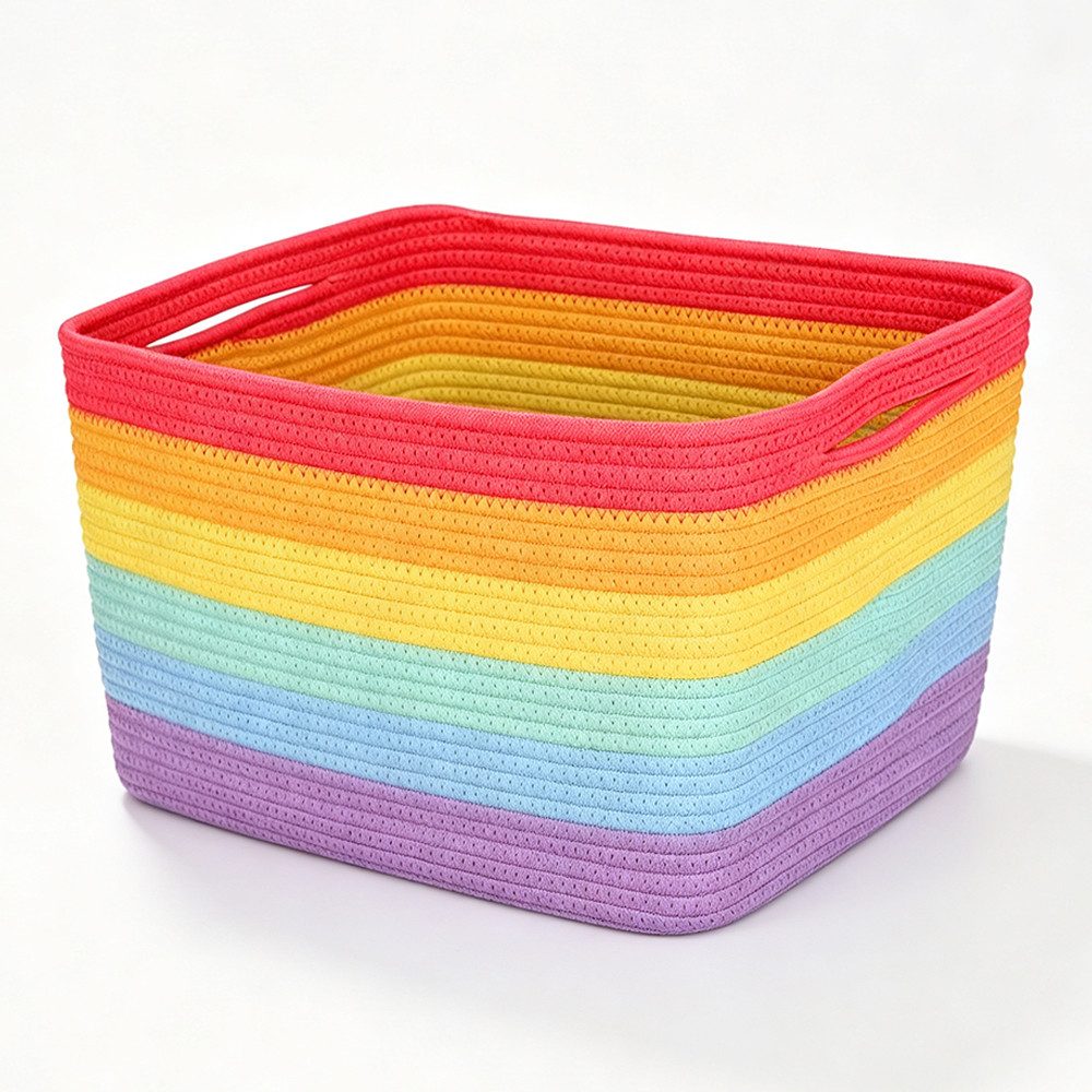 AFKSMILE Allzweckkorb Aufbewahrungskorb Rechteckig Geflochten, Deko Korb, Baby Organizer, Körbe Aufbewahrung Wohnzimmer, Kinderzimmer, Badezimmer, Deko Korb