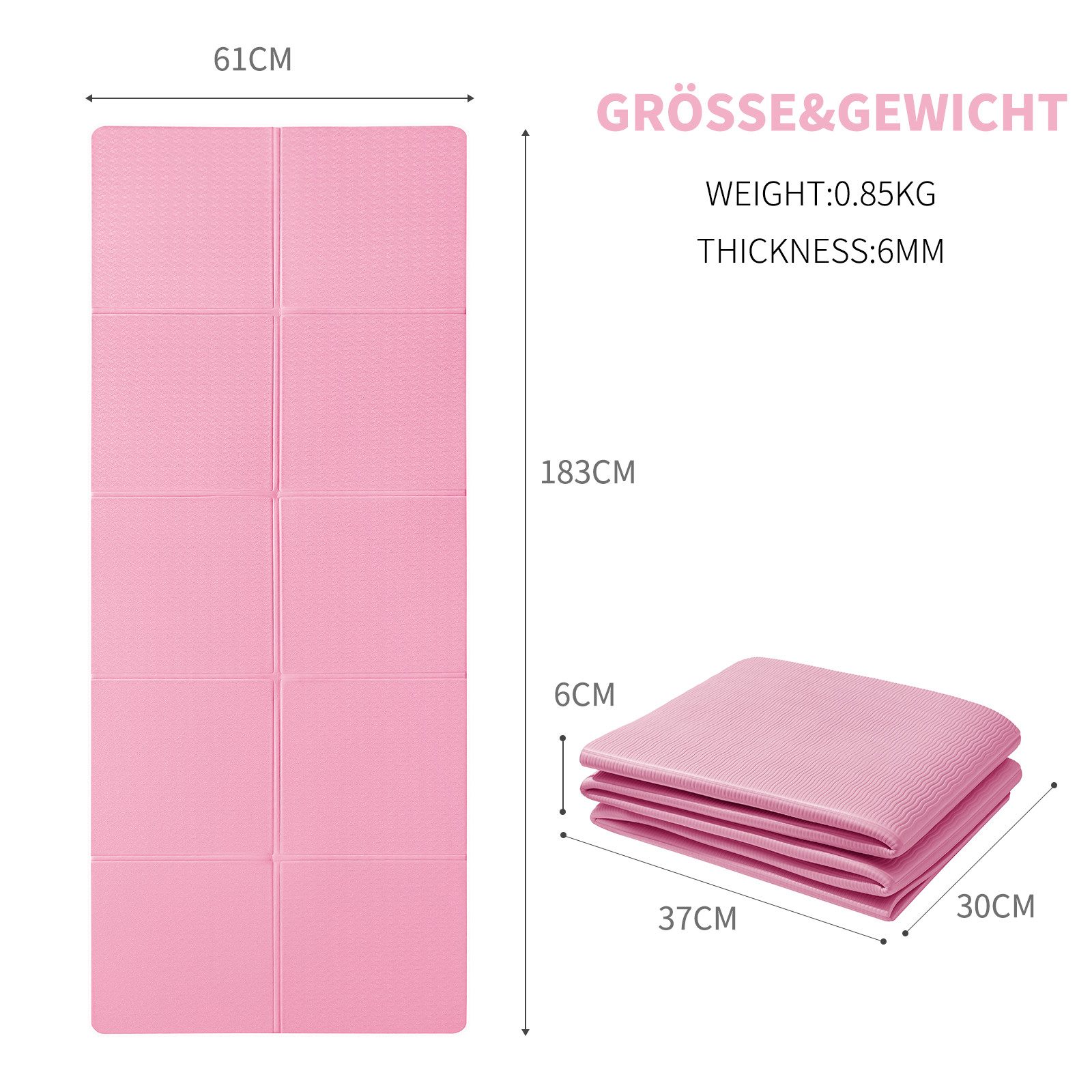 Good Nite Fitnessmatte Fitnessmatte Faltbare rutschfest tragbar Yogamatte leicht, Klappbar, 183 x 61 x 0,6 cm (L x B x H)