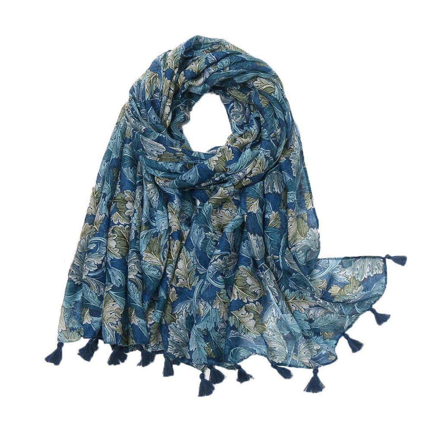 LuxusKollektion Modetuch Schal Damen Leicht Blumen Print mit Fransen Boho 90x185CM, (1-St)