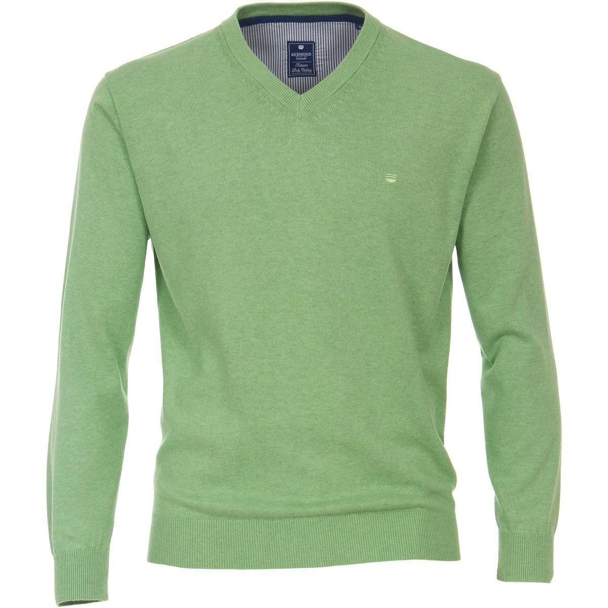 V-Ausschnitt-Pullover REDMOND Casual Herren Pullover Langarm V-Neck Comfort Apfelgrün